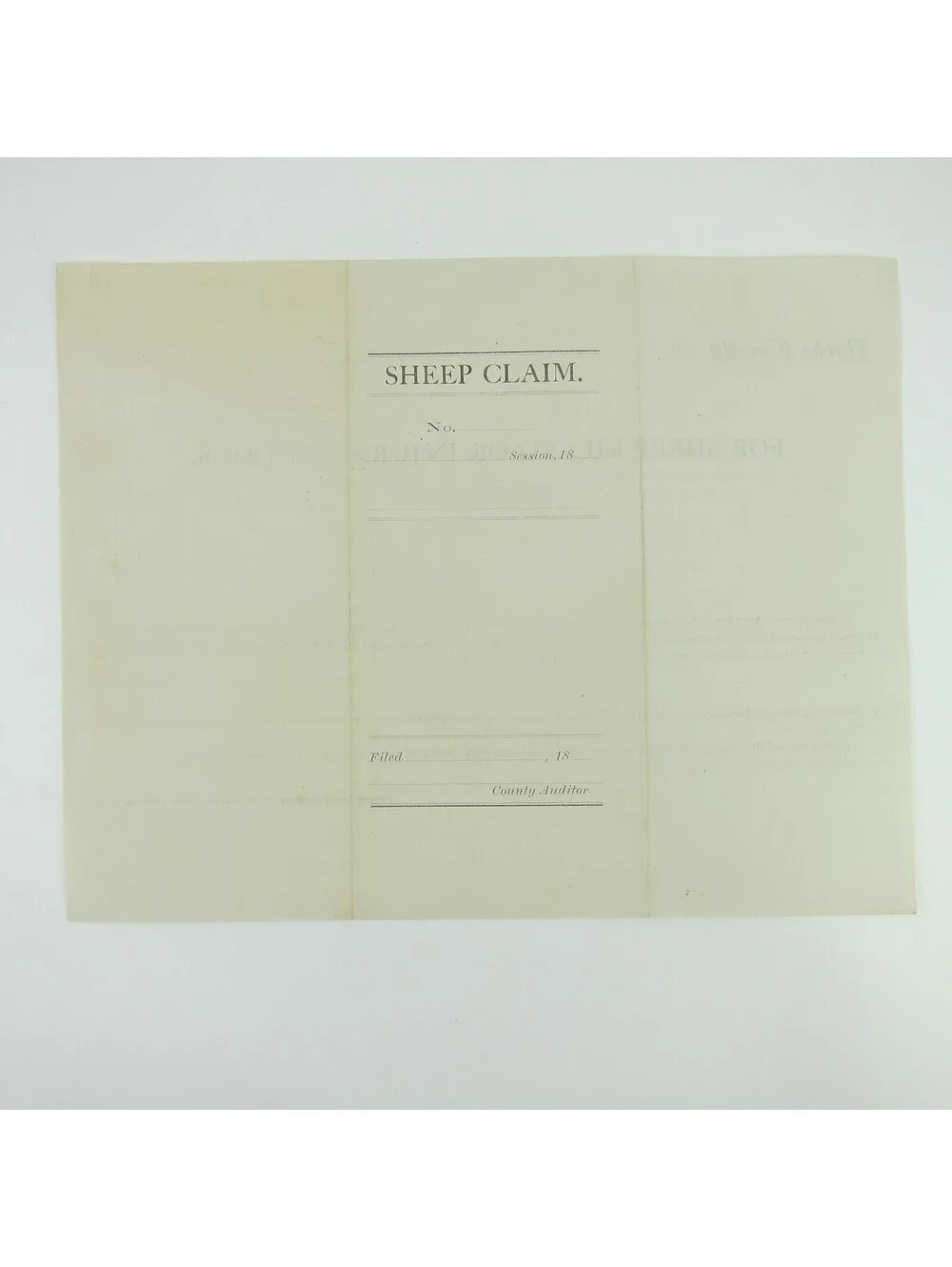 Antique 1800s Darke County Greenville Ohio Police Record Form Blank Sheep Claim